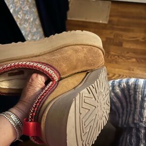 UGG Tan and Red Mules